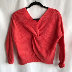 GB Girls coral wrap-back 3/4-sleeve sweater with cuffed sleeves, size L